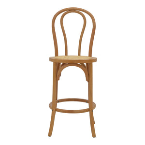 Σκαμπό μπαρ Thonet  φυσικό ξύλο οξιάς-έδρα φυσικό rattan 41x50x105εκ - Pakobazaar