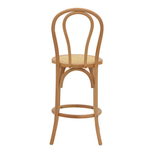 Σκαμπό μπαρ Thonet  φυσικό ξύλο οξιάς-έδρα φυσικό rattan 41x50x105εκ - Pakobazaar