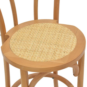 Σκαμπό μπαρ Thonet  φυσικό ξύλο οξιάς-έδρα φυσικό rattan 41x50x105εκ - Pakobazaar
