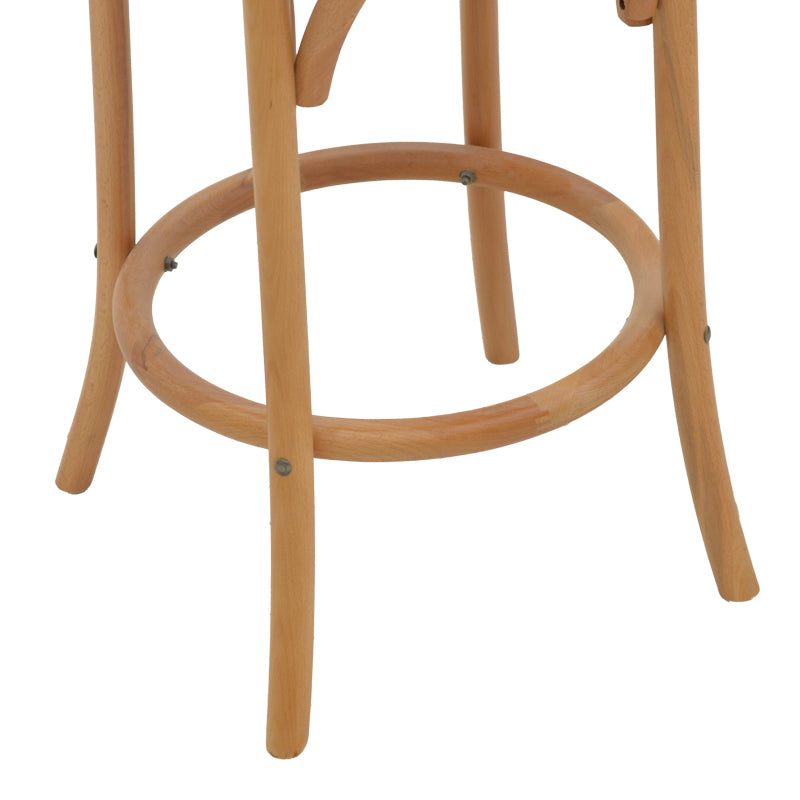 Σκαμπό μπαρ Thonet  φυσικό ξύλο οξιάς-έδρα φυσικό rattan 41x50x105εκ - Pakobazaar