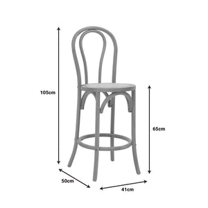 Σκαμπό μπαρ Thonet  φυσικό ξύλο οξιάς-έδρα φυσικό rattan 41x50x105εκ - Pakobazaar