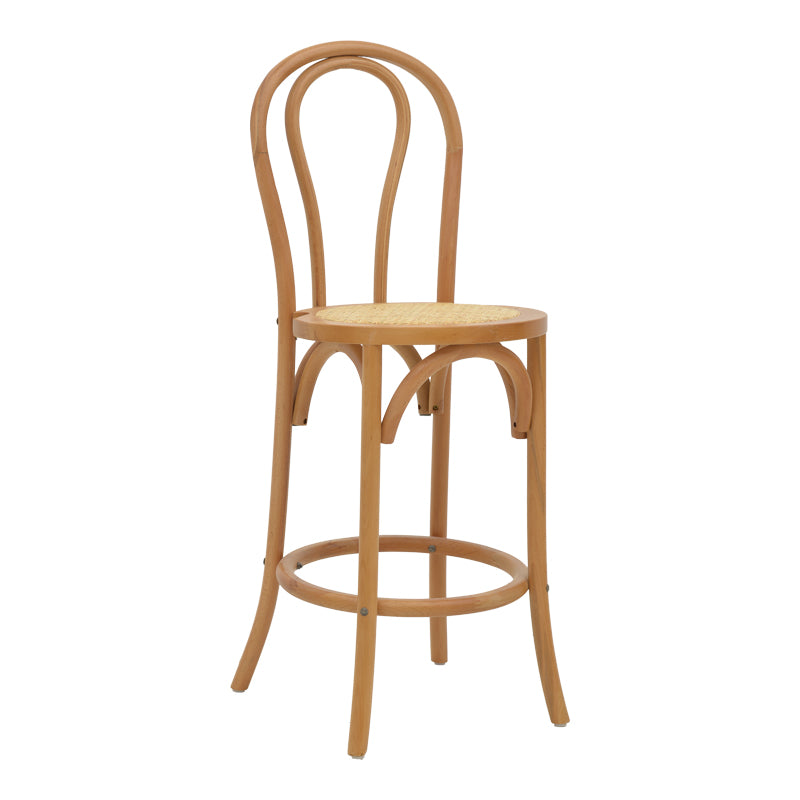 Σκαμπό μπαρ Thonet  φυσικό ξύλο οξιάς-έδρα φυσικό rattan 41x50x105εκ - Pakobazaar