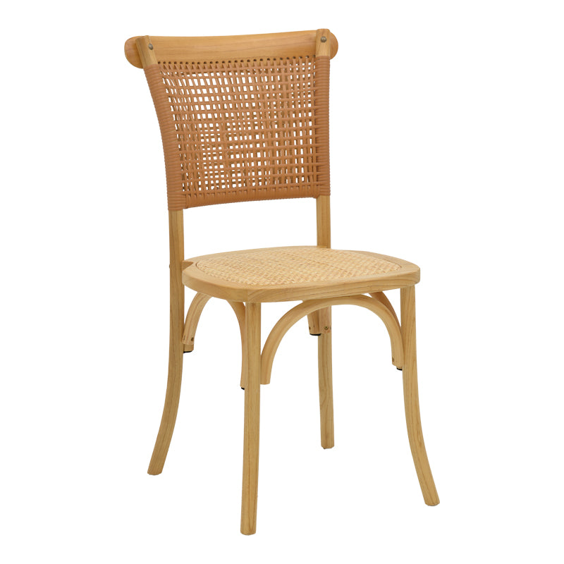 Καρέκλα Karley  φυσικό ξύλο οξιάς-έδρα φυσικό rattan 48x52x89εκ - Pakobazaar