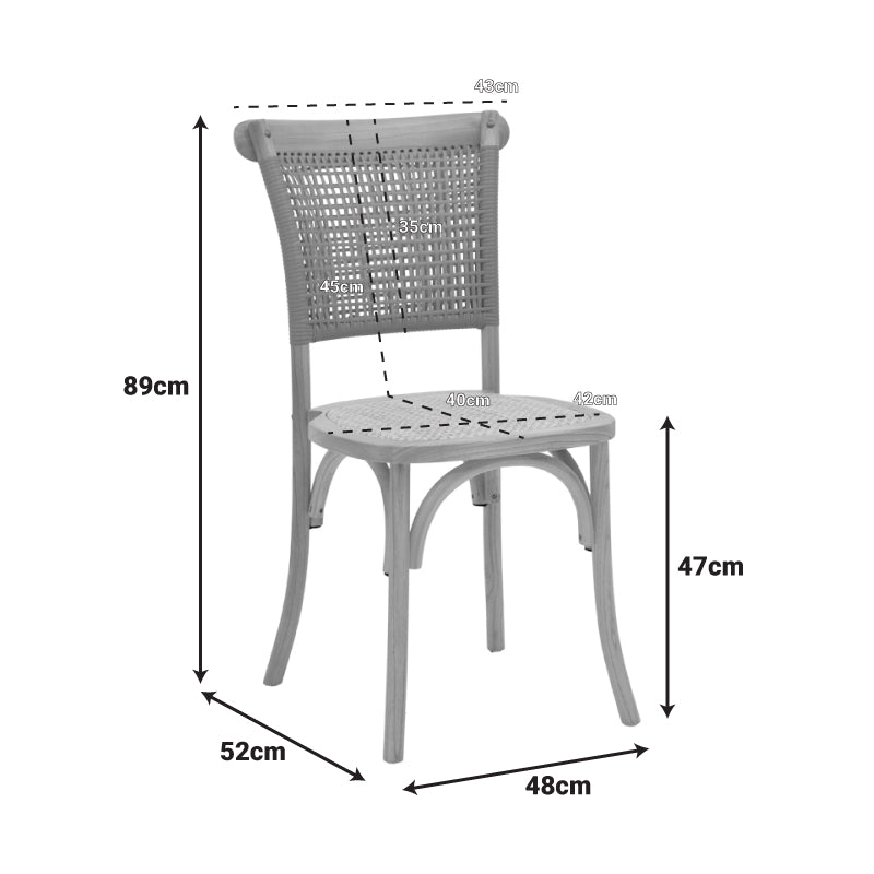 Καρέκλα Karley  φυσικό ξύλο οξιάς-έδρα φυσικό rattan 48x52x89εκ - Pakobazaar