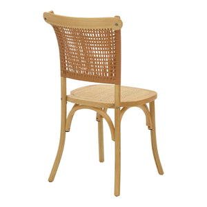 Καρέκλα Karley  φυσικό ξύλο οξιάς-έδρα φυσικό rattan 48x52x89εκ - Pakobazaar