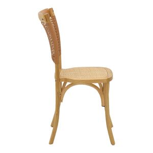 Καρέκλα Karley  φυσικό ξύλο οξιάς-έδρα φυσικό rattan 48x52x89εκ - Pakobazaar