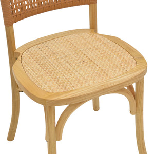 Καρέκλα Karley  φυσικό ξύλο οξιάς-έδρα φυσικό rattan 48x52x89εκ - Pakobazaar