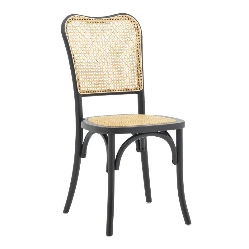 Καρέκλα στοιβαζόμενη Zozele  φυσικό rattan pe-μαύρο toon wood 45x51x88εκ - Pakobazaar
