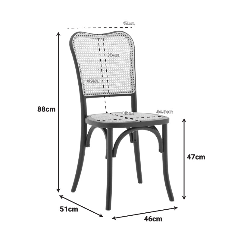 Καρέκλα στοιβαζόμενη Zozele  φυσικό rattan pe-μαύρο toon wood 45x51x88εκ - Pakobazaar