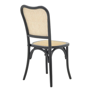 Καρέκλα στοιβαζόμενη Zozele  φυσικό rattan pe-μαύρο toon wood 45x51x88εκ - Pakobazaar