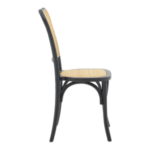 Καρέκλα στοιβαζόμενη Zozele  φυσικό rattan pe-μαύρο toon wood 45x51x88εκ - Pakobazaar