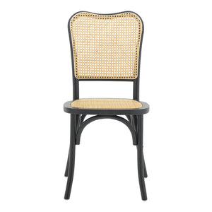 Καρέκλα στοιβαζόμενη Zozele  φυσικό rattan pe-μαύρο toon wood 45x51x88εκ - Pakobazaar