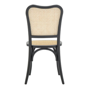 Καρέκλα στοιβαζόμενη Zozele  φυσικό rattan pe-μαύρο toon wood 45x51x88εκ - Pakobazaar