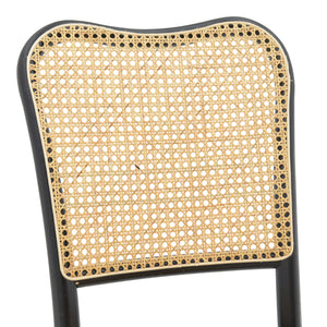 Καρέκλα στοιβαζόμενη Zozele  φυσικό rattan pe-μαύρο toon wood 45x51x88εκ - Pakobazaar