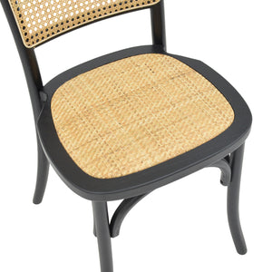 Καρέκλα στοιβαζόμενη Zozele  φυσικό rattan pe-μαύρο toon wood 45x51x88εκ - Pakobazaar