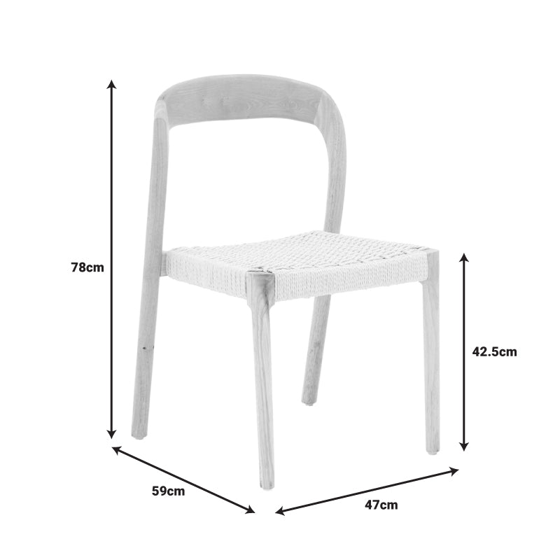 Καρέκλα Tavrine  σχοινί-rubberwood σε φυσική απόχρωση 47x59x78εκ - Image 8