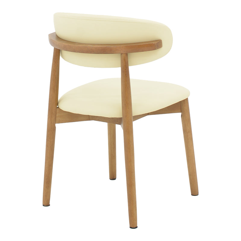 Καρέκλα Ubene  rubberwood και pu σε καρυδί και μπεζ απόχρωση 46x58x79εκ - Pakobazaar