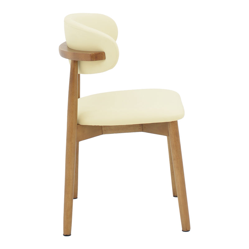 Καρέκλα Ubene  rubberwood και pu σε καρυδί και μπεζ απόχρωση 46x58x79εκ - Pakobazaar
