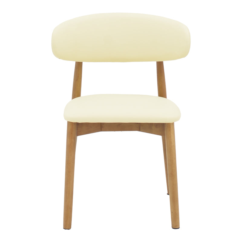 Καρέκλα Ubene  rubberwood και pu σε καρυδί και μπεζ απόχρωση 46x58x79εκ - Pakobazaar