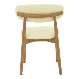 Καρέκλα Ubene  rubberwood και pu σε καρυδί και μπεζ απόχρωση 46x58x79εκ - Pakobazaar