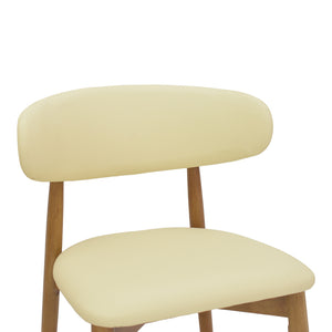 Καρέκλα Ubene  rubberwood και pu σε καρυδί και μπεζ απόχρωση 46x58x79εκ - Pakobazaar