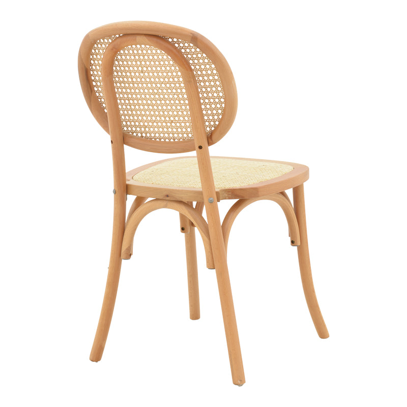 Καρέκλα στοιβαζόμενη Zoel  ξύλο οξιάς και rattan σε φυσική απόχρωση 45x52x82εκ - Pakobazaar