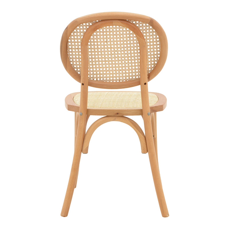 Καρέκλα στοιβαζόμενη Zoel  ξύλο οξιάς και rattan σε φυσική απόχρωση 45x52x82εκ - Pakobazaar