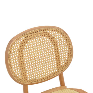 Καρέκλα στοιβαζόμενη Zoel  ξύλο οξιάς και rattan σε φυσική απόχρωση 45x52x82εκ - Pakobazaar