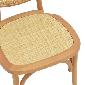 Καρέκλα στοιβαζόμενη Zoel  ξύλο οξιάς και rattan σε φυσική απόχρωση 45x52x82εκ - Pakobazaar