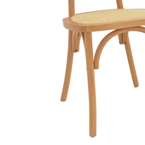 Καρέκλα στοιβαζόμενη Zoel  ξύλο οξιάς και rattan σε φυσική απόχρωση 45x52x82εκ - Pakobazaar