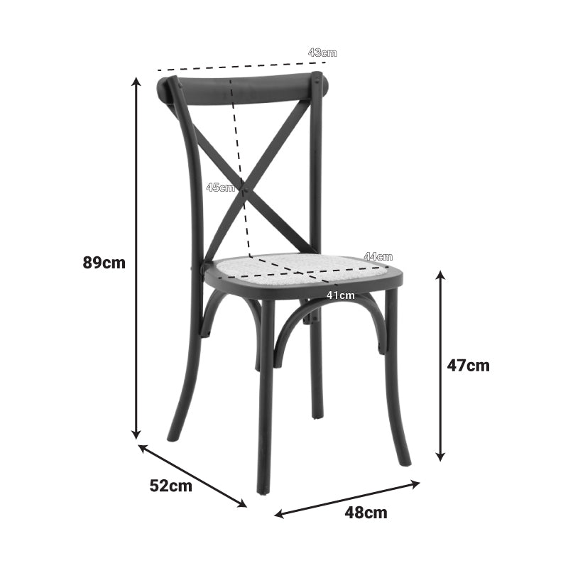 Καρέκλα Dylon  στοιβαζόμενη ξύλο οξιάς-rattan άβαφη 48x52x89εκ - Pakobazaar