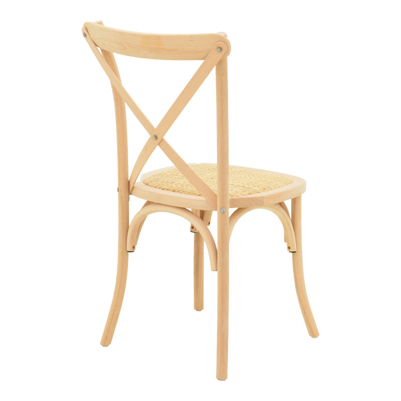 Καρέκλα Dylon  στοιβαζόμενη ξύλο οξιάς-rattan άβαφη 48x52x89εκ - Pakobazaar