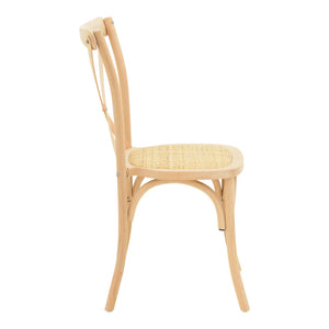 Καρέκλα Dylon  στοιβαζόμενη ξύλο οξιάς-rattan άβαφη 48x52x89εκ - Pakobazaar