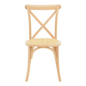 Καρέκλα Dylon  στοιβαζόμενη ξύλο οξιάς-rattan άβαφη 48x52x89εκ - Pakobazaar