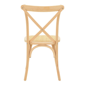 Καρέκλα Dylon  στοιβαζόμενη ξύλο οξιάς-rattan άβαφη 48x52x89εκ - Pakobazaar