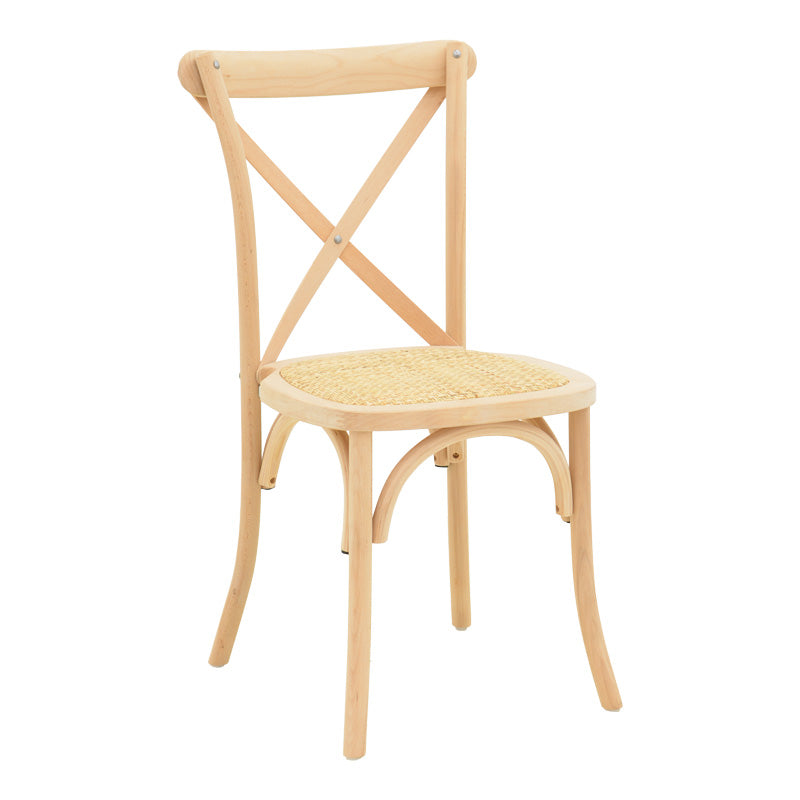 Καρέκλα Dylon  στοιβαζόμενη ξύλο οξιάς-rattan άβαφη 48x52x89εκ - Pakobazaar