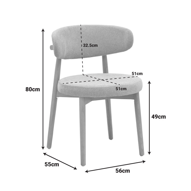 Καρέκλα Luben  ύφασμα καφέ - rubberwood σε φυσική απόχρωση 53x54x79εκ - Pakobazaar