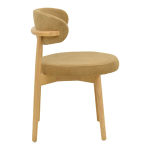 Καρέκλα Luben  ύφασμα καφέ - rubberwood σε φυσική απόχρωση 53x54x79εκ - Pakobazaar