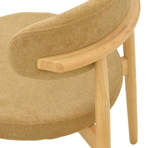 Καρέκλα Luben  ύφασμα καφέ - rubberwood σε φυσική απόχρωση 53x54x79εκ - Pakobazaar