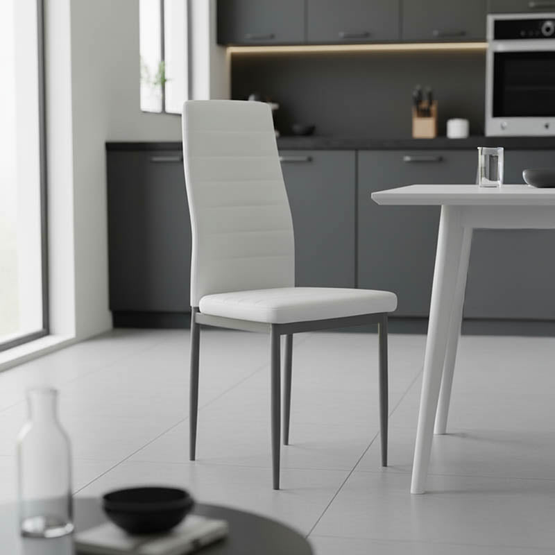 Καρέκλα Parker  μέταλλο-PU λευκό-ανθρακί πόδι 42x48x98εκ - Pakobazaar