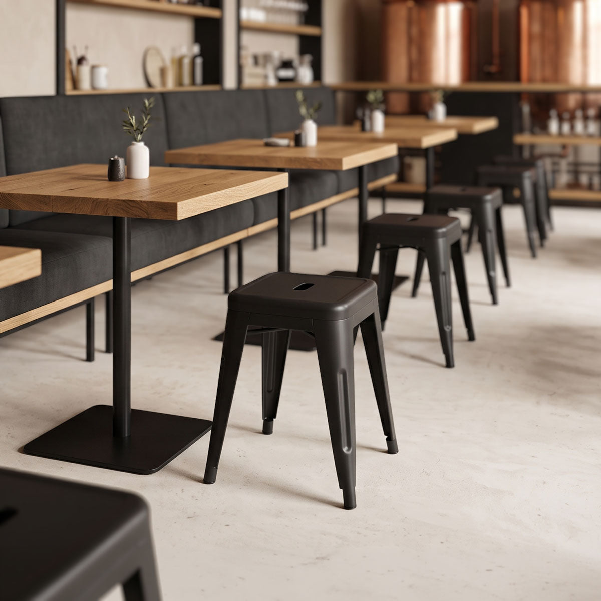 Σκαμπό Utopia  μέταλλο μαύρο ματ 30x30x45εκ - Pakobazaar