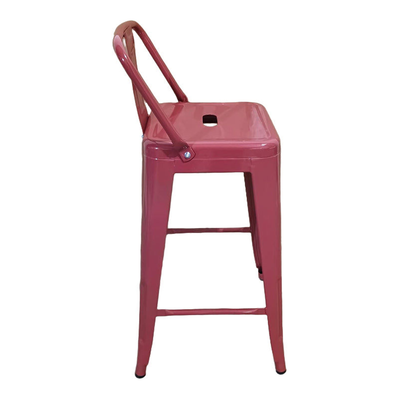 Σκαμπό μπαρ μεσαίου ύψους με πλάτη Utopia  terracotta 42x42x86εκ - Pakobazaar