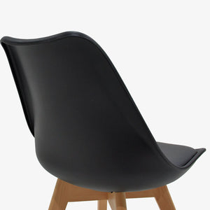 Καρέκλα Gaston  PP-PU μαύρο-φυσικό πόδι 48x55x83εκ - Pakobazaar