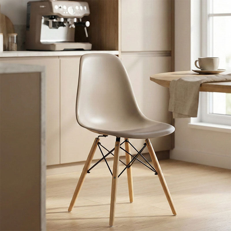 Καρέκλα Julita  PP cappuccino με φυσικό πόδι 46x52x80εκ - Pakobazaar
