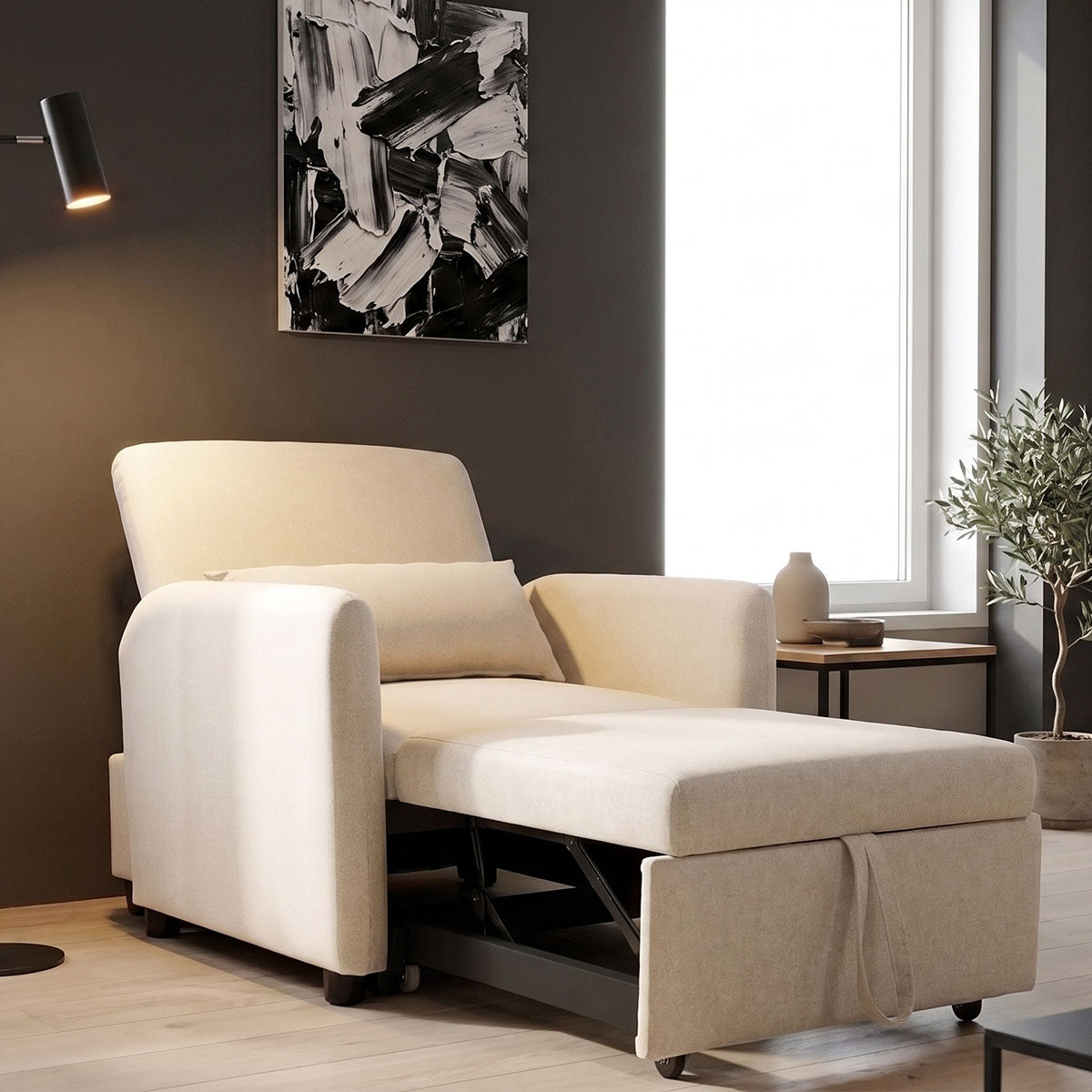 Πολυθρόνα-κρεβάτι Flexa  μπεζ ύφασμα 85x92x84εκ - Pakobazaar