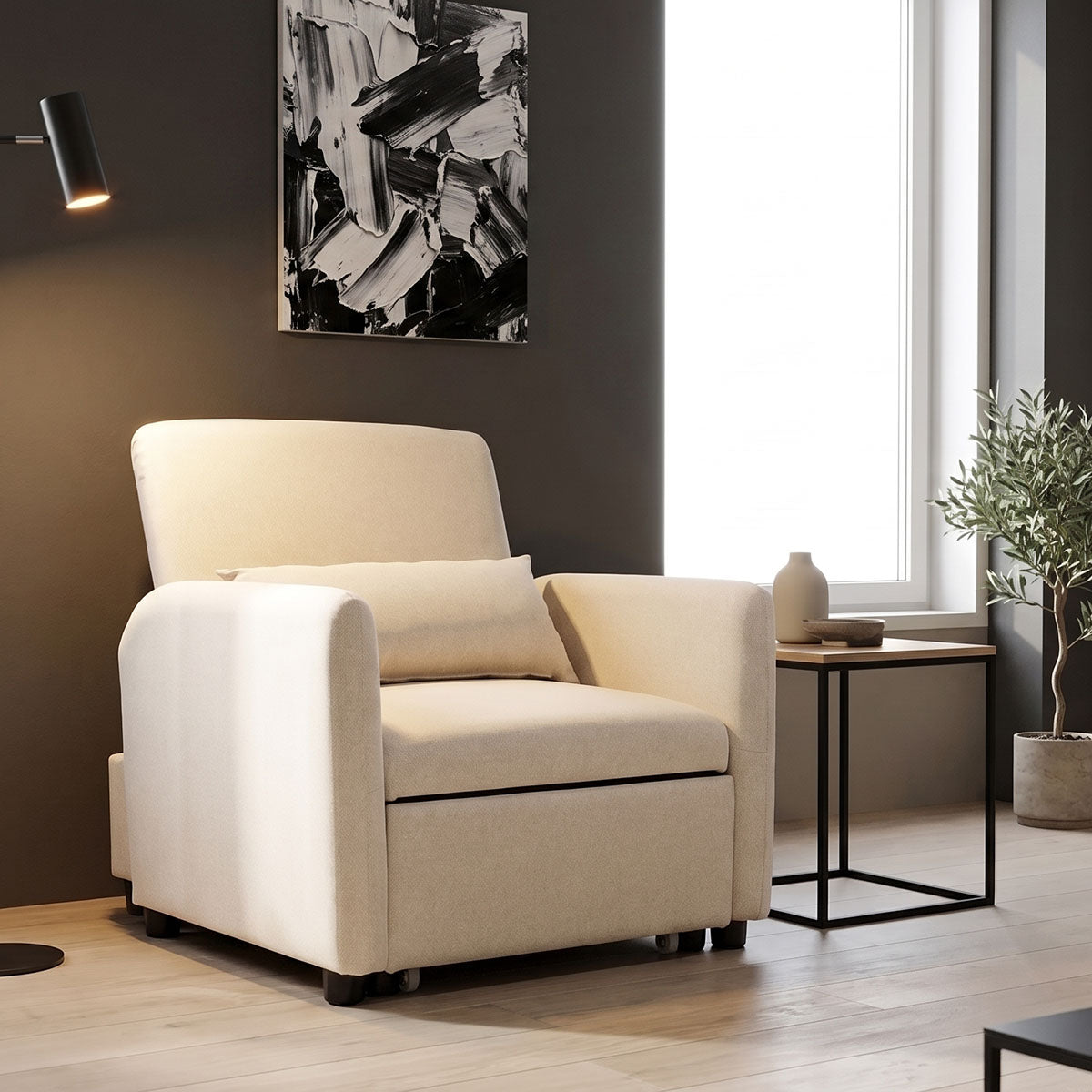 Πολυθρόνα-κρεβάτι Flexa  μπεζ ύφασμα 85x92x84εκ - Pakobazaar