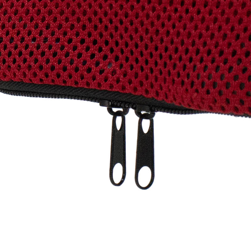 Καρέκλα γραφείου διευθυντή Joel I  με ύφασμα mesh μαύρο-κόκκινο 60x60x109-118εκ - Pakobazaar