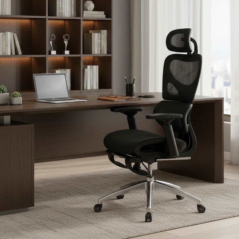 Καρέκλα γραφείου διευθυντή με υποπόδιο Thelonius  mesh μαύρο - Image 2