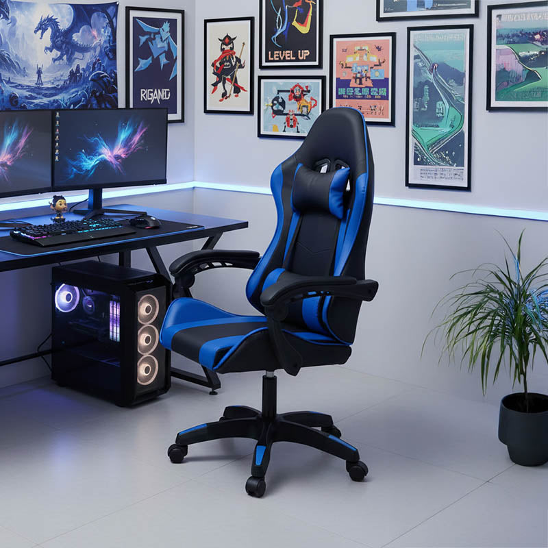 Καρέκλα γραφείου gaming William  PU μαύρο-μπλε - Pakobazaar