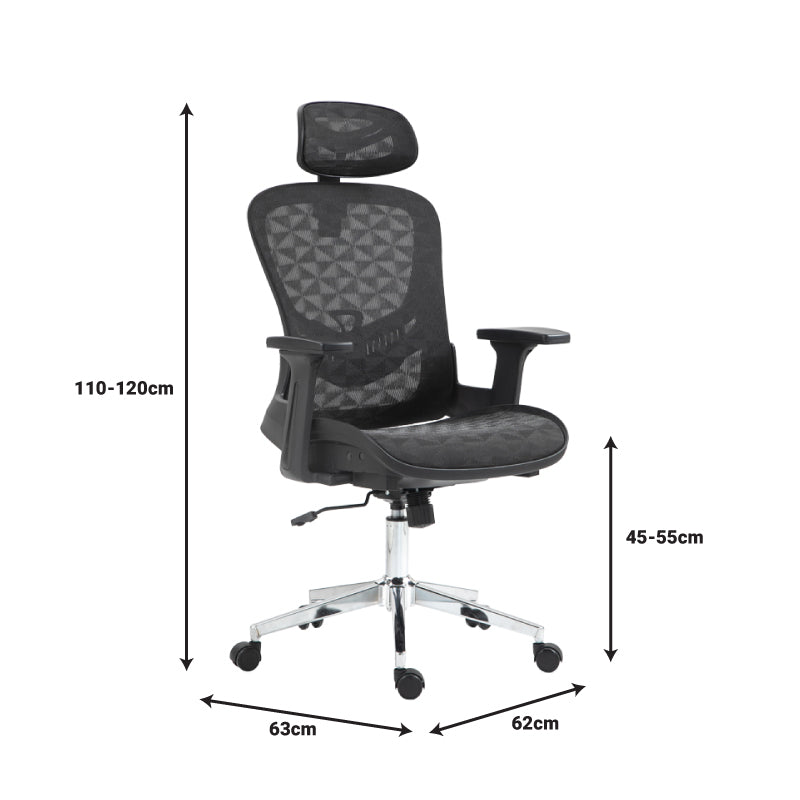 Καρέκλα γραφείου εργασίας Mergi  μαύρο mesh 62x63x120εκ - Pakobazaar